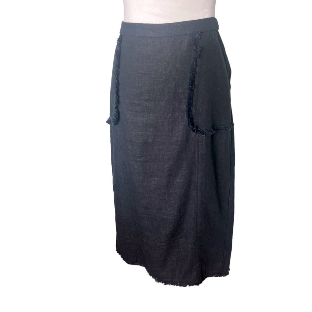 J.Crew Heavyweight Linen Fringe Pencil MIDI Skirt in Black Size 12 - Picture 2 of 9
